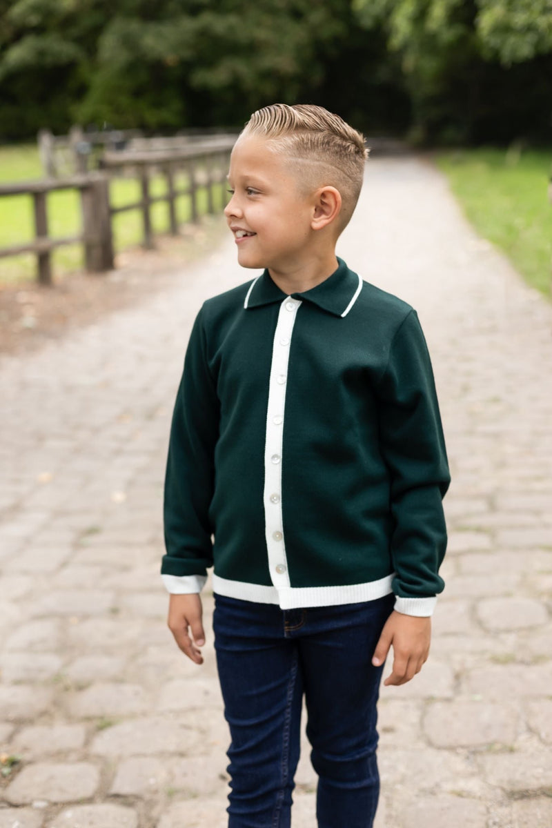 Boys Emerald Knitted Button Down Top – Clark & Beau
