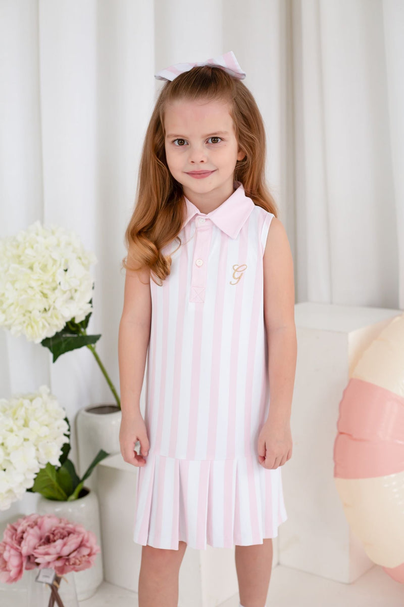 Funtasia Too Girls Sleeveless Tennis Dress with Collar - Pink Floral Trellis main image 1