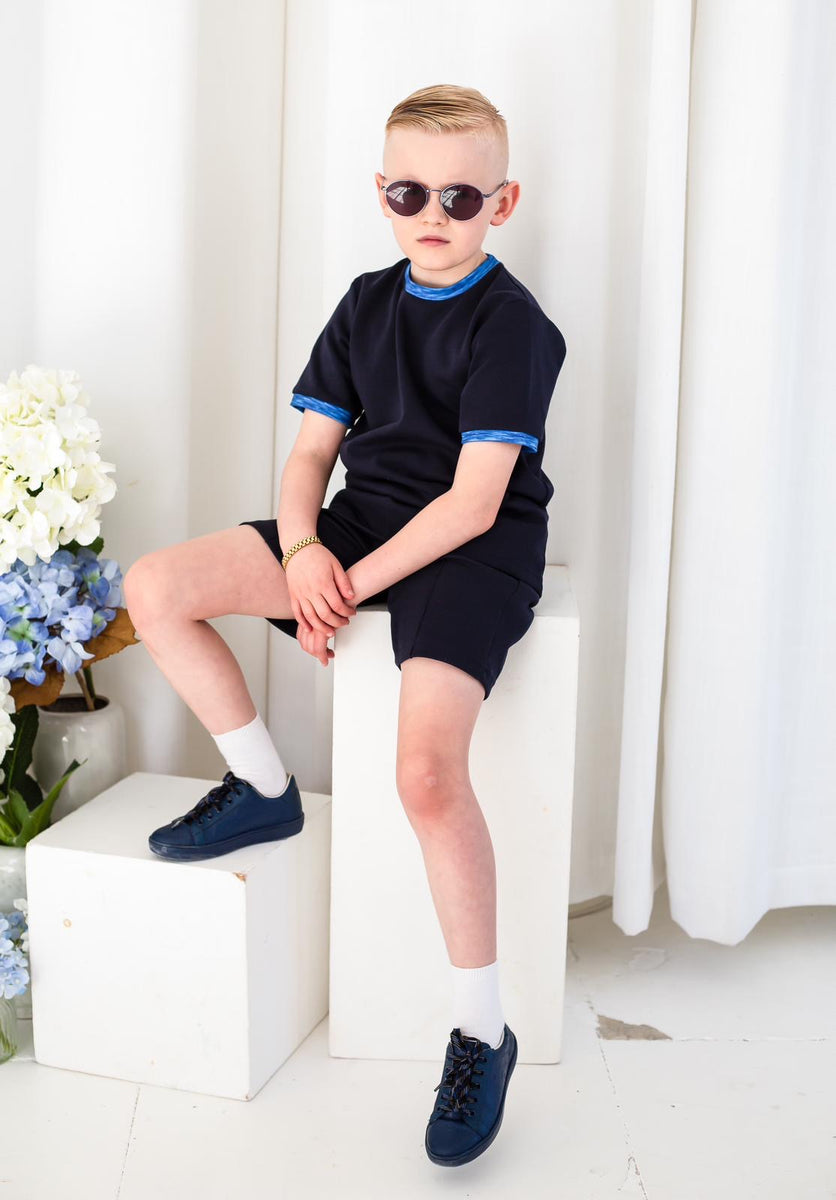Boys Blue Textured T-Shirt and Short Set – Clark & Beau