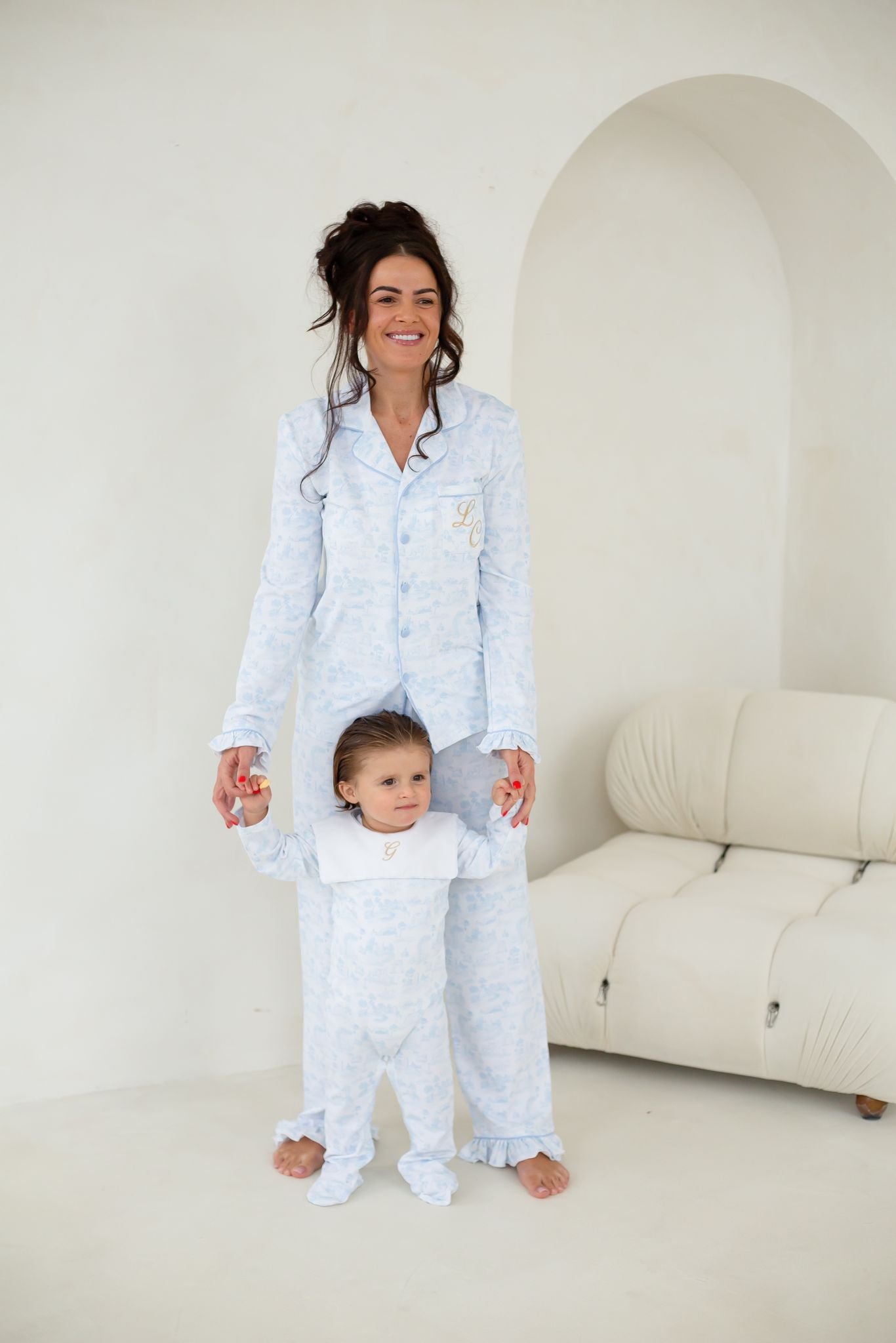 Ladies Blue Personalised French Toile Pyjamas Clark Beau ladies-blue-personalised-french-toile-pyjamas-clark-beau